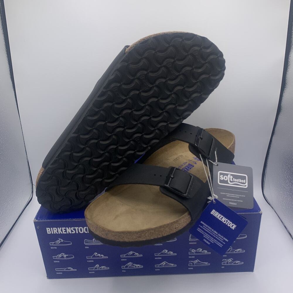 Birkenstock Arizona Soft Footbed Black Birko-Flor 46 Regular EU Mens US 13 New